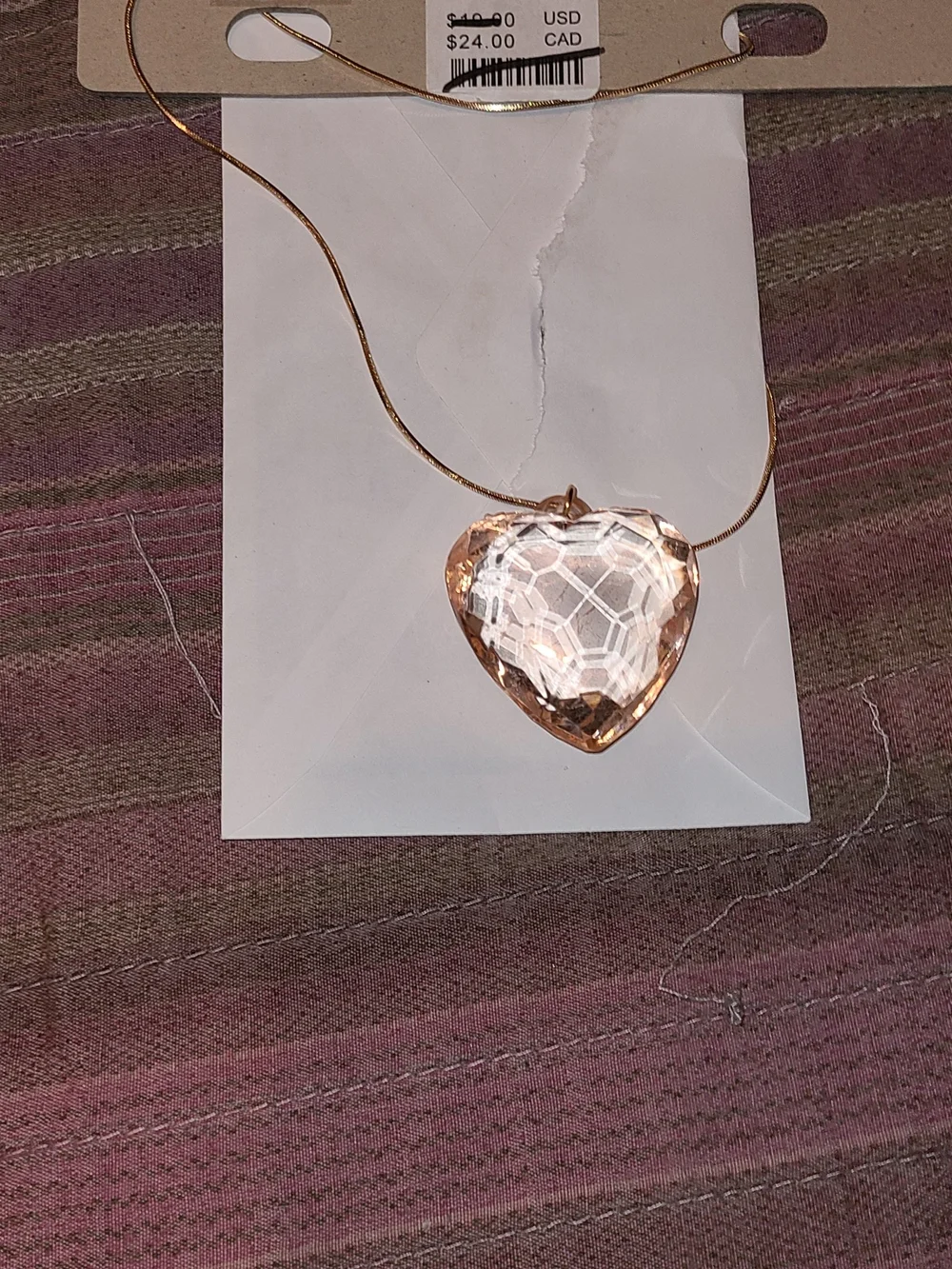Urban Outfitters Rose Gold Heart Crystal Pendant Necklace
